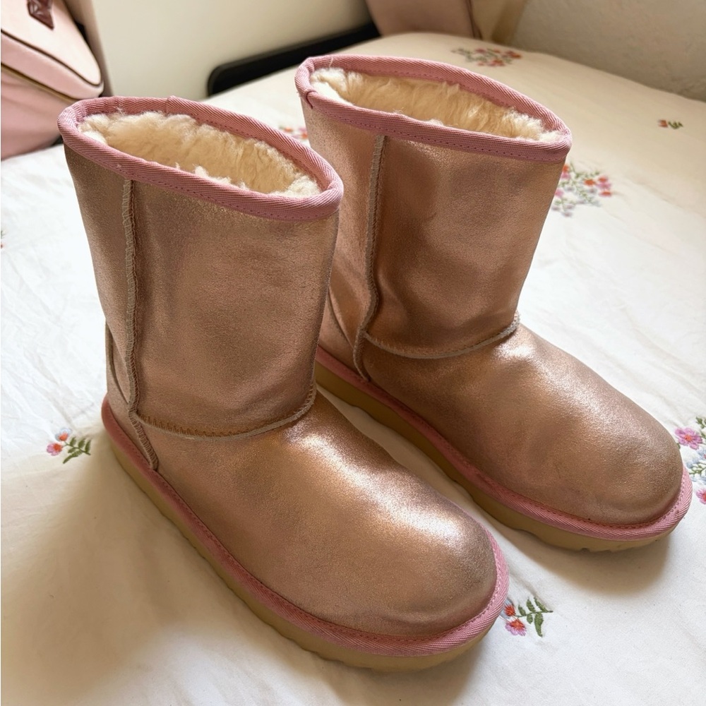 UGG Metallic Blush Pink Shearling Boots